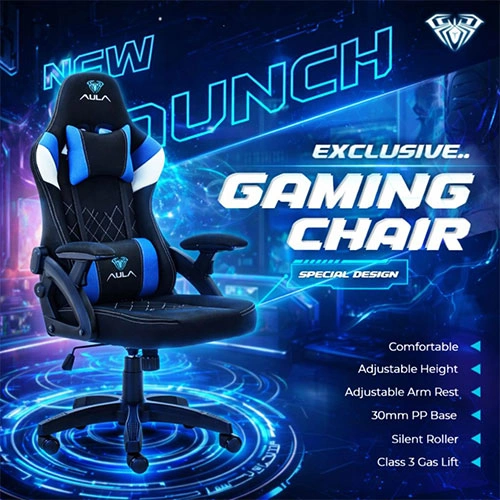 Aula F016 Ergonomic Black and Blue Gaming Chair